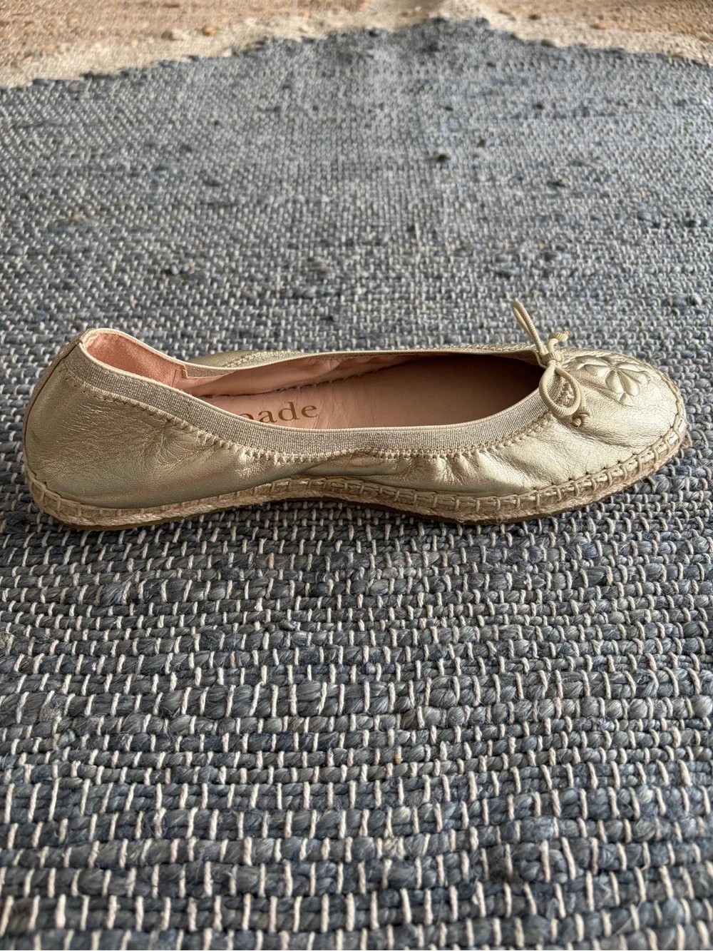 Kate Spade Clubhouse Leather Espadrille Flats  Gold Metallic